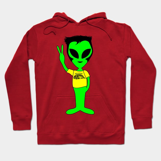 Peace Alien - Wolverines Animal Fan T-Shirt Hoodie by EDDArt